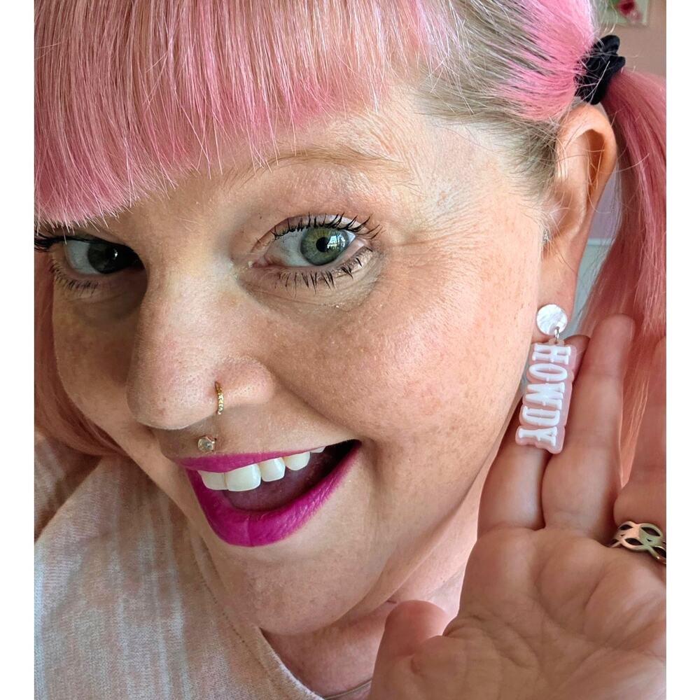 Pink “HOWDY” Earrings Western Cowgirl Bachelorette Party Nashville Trip Dangle
